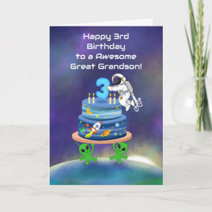 Great Grandson Happy 3rd Birthday Astronaut  Card