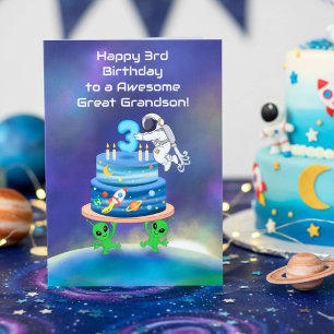 Great Grandson Happy 3rd Birthday Astronaut  Card