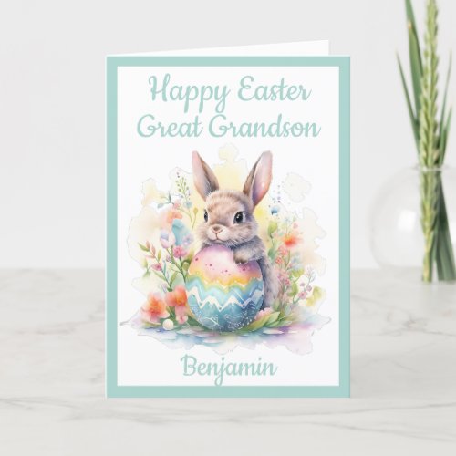 Great Grandson Happy Easter Bunny Egg Cute Holiday Card