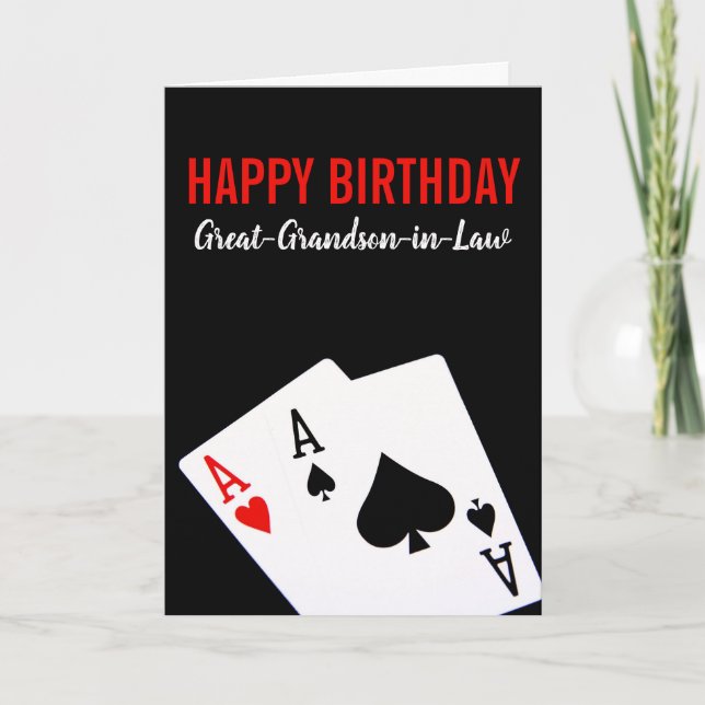 Great-Grandson-in-Law Poker Birthday Card (Front)