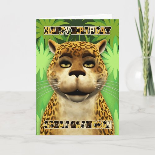 Great Grandson Leopard Jungle Birthday Card