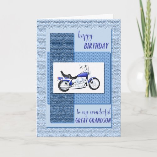 Great grandson motor bike birthday card