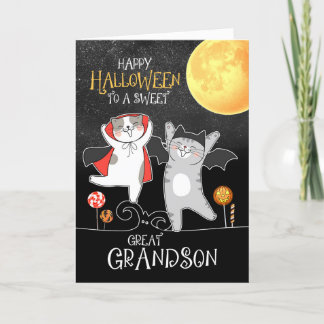 Great Grandson PURRfect Halloween Dancing Cats Holiday Card
