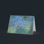 Great Grandson Religious Birthday Blessings  Card<br><div class="desc">A religious birthday card for your great grandson as a teen, young adult or man. Multi-colored background in blues and greens adds a special touch, with branches and leaves outlined in white. let him know that he is a precious gift from God and you are thinking of him on his...</div>