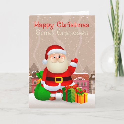 Great Grandson Santa With Sack And Gifts Card