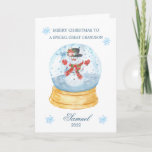 Great Grandson Snow Globe Snowman Christmas  Holiday Card<br><div class="desc">Colorful Christmas card for your little Great Grandson - Christmas snow globe with Snowman inside.</div>