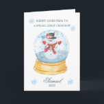Great Grandson Snow Globe Snowman Christmas  Holiday Card<br><div class="desc">Colorful Christmas card for your little Great Grandson - Christmas snow globe with Snowman inside.</div>