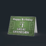Great Grandson Soccer Birthday with Grass Field an Card<br><div class="desc">Your little soccer fan will love to receive this card on his Birthday. Send your best wishes to your Great Grandson with with this cute white and black ball on a grass field with your message.</div>