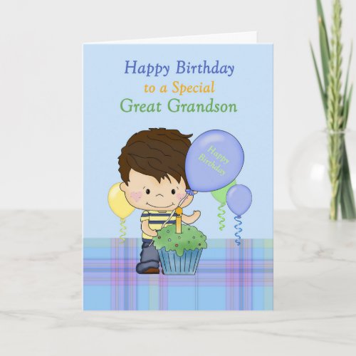 Great Grandson Special Happy Birthday with Boy Card