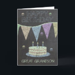 Great Grandson Trendy Chalk Board Effect With Cake Card<br><div class="desc">Great Grandson Trendy Chalk Board Effect,  With Cake</div>