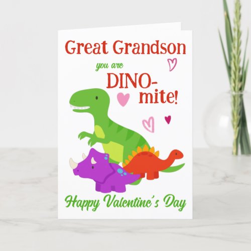 Great Grandson Valentines Day Dino_mite Holiday Card