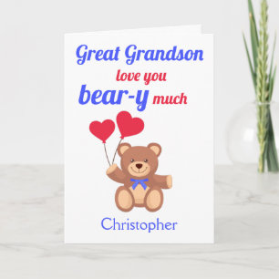 Great Grandson Valentines Day Love you Bear-y Much Card