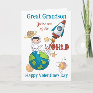 Great Grandson Valentines Out Of This World Space Card