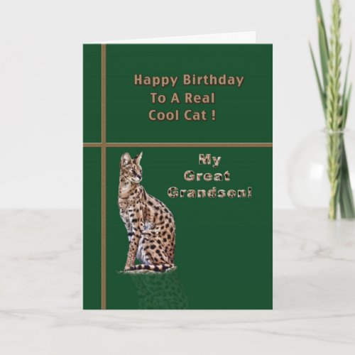Great Grandsons Birthday Card with Ocelot