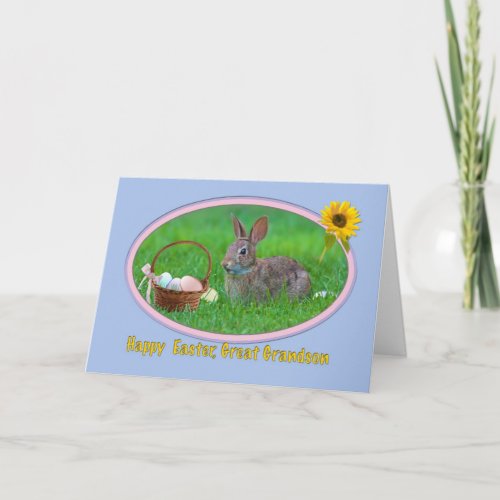 Great Grandsons Easter Card with Bunny and Eggs