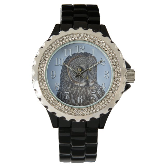 Great Gray Owl and Snow Wildlife Raptor Photo Watch (Front)