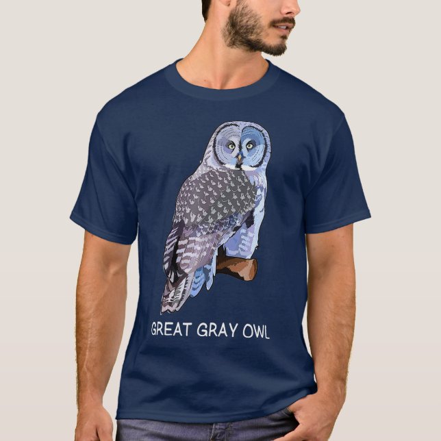 Great Gray Owl Bird Lover T-Shirt (Front)