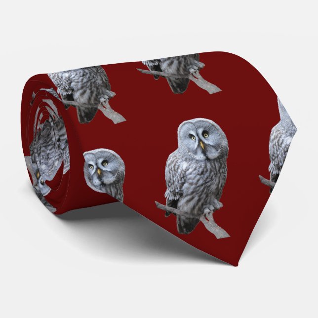 Great Gray Owl Neck Tie (Rolled)