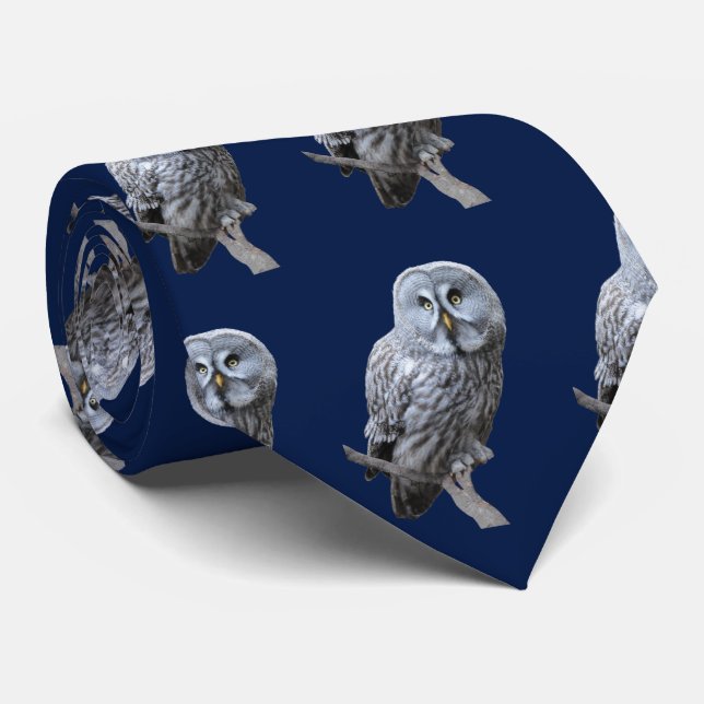 Great Gray Owl Neck Tie (Rolled)