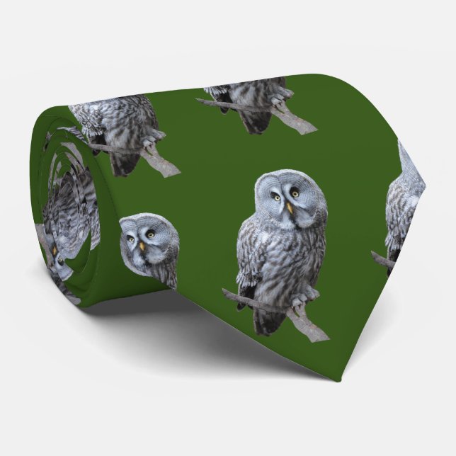 Great Gray Owl Neck Tie (Rolled)