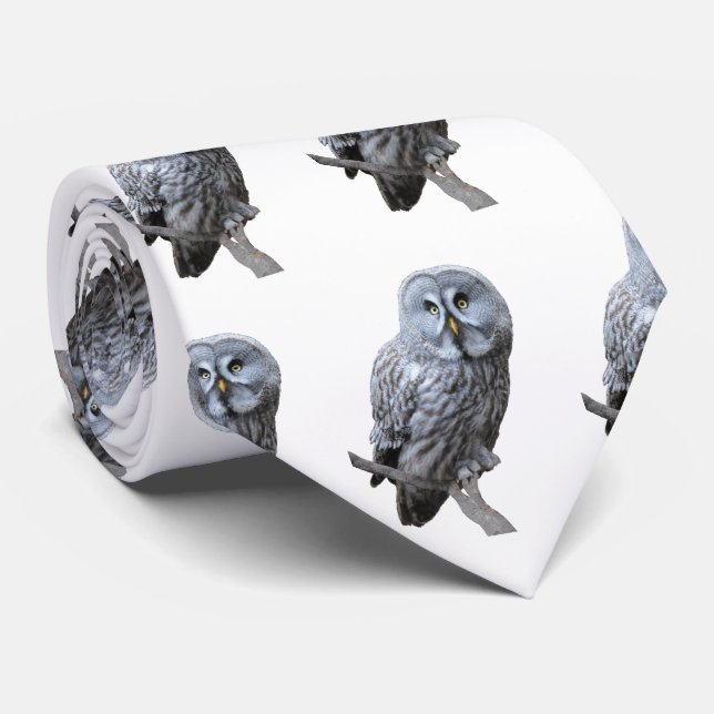 Great Gray Owl Neck Tie (Rolled)