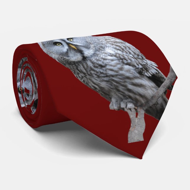 Great Gray Owl Neck Tie (Rolled)