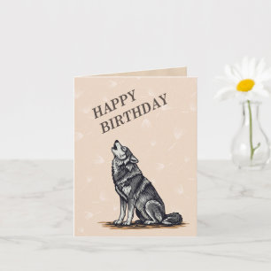 Great Gray Wolf Howling Wildlife Happy Birthday Card