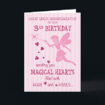 Great Great Granddaughter 3rd Birthday Magical Fai Card<br><div class="desc">Your great great granddaughter will love this little fairy who is bringing special love from you on her birthday! Favorite pink color  is filling this card with a fairy,  hearts and stripes!</div>