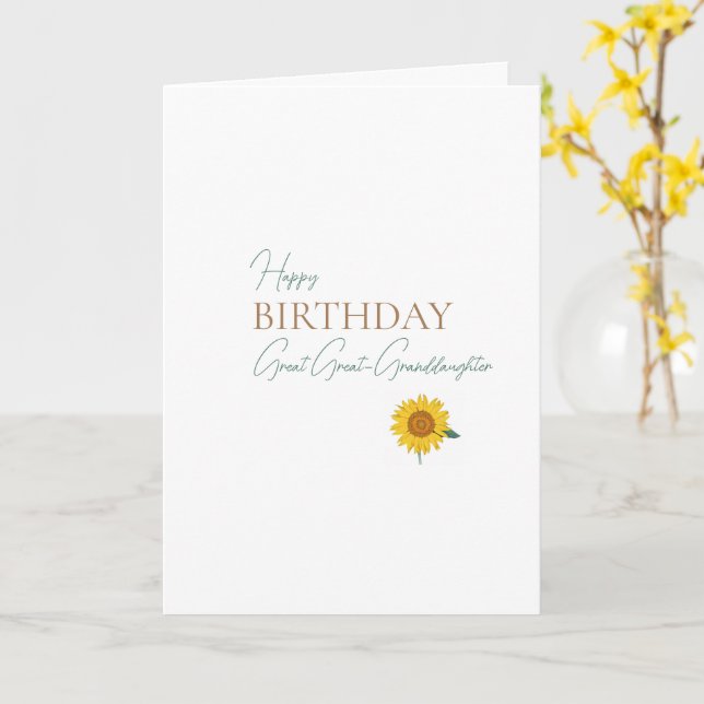 Great Great-Granddaughter Sunflower Birthday Card (Yellow Flower)