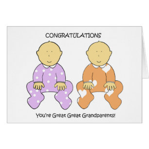 Great Great Grandparents to Twins Congratulations Cards