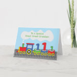 Great Great Grandson 1st Birthday Colorful Train Card<br><div class="desc">Maybe your great great grandson would wonder why there is a train on the cover of this card when he only sees them on TV? Well, this might not be the time to explain to him all about it but this may be the best card to greet him a happy...</div>
