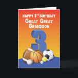 Great Great Grandson 3rd Birthday Sports Balls Card<br><div class="desc">Surprise your dear great great grandson with a fun birthday greeting this year with this card. Be ready with this one to give him as his 3rd birthday celebration come to a near.</div>