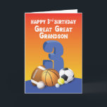 Great Great Grandson 3rd Birthday Sports Balls Card<br><div class="desc">Surprise your dear great great grandson with a fun birthday greeting this year with this card. Be ready with this one to give him as his 3rd birthday celebration come to a near.</div>