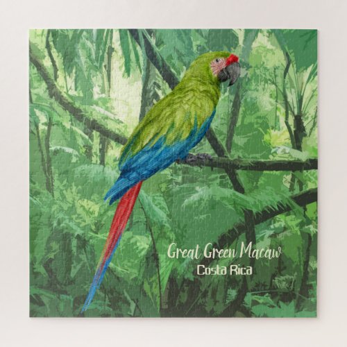 Great Green Macaw Costa Rica Design Jigsaw Puzzle