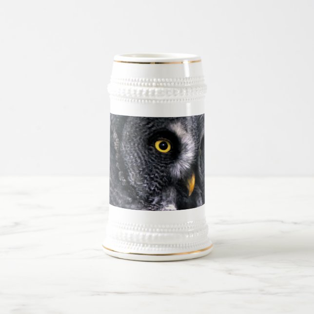 Great Grey Owl Beer Stein (Center)