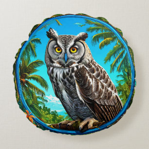 Great grey owl Bird Majestic Wildlife decorative Round Pillow
