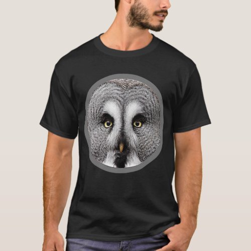 Great Grey Owl Face Phantom of the North Bird of P T_Shirt