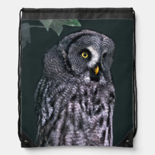 Great Grey Owl Halloween Wildlife Art Drawstring Bag