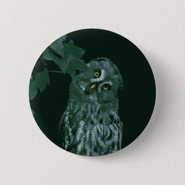Great Grey Owl Pinback Button (Front)