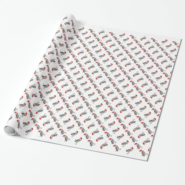 Great Grey Owl Santa Wrapping Paper (Unrolled)