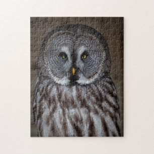 Great Grey Owl Standing Alone Jigsaw Puzzle