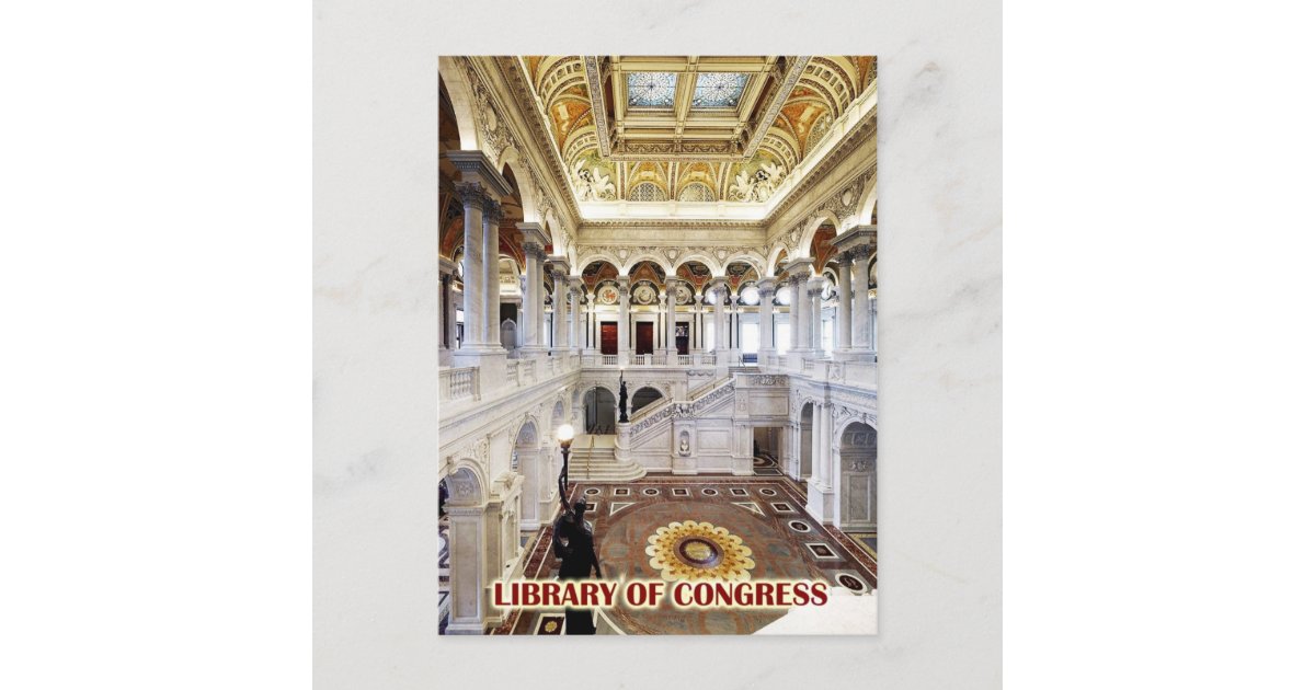 Great Hall, Library of Congress, Washington, DC Postcard | Zazzle.com