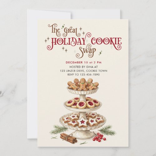 Great Holiday Cookie Swap Christmas Baking Party Invitation