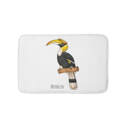 Great hornbill bird cartoon illustration bath mat