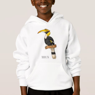 Great hornbill bird cartoon illustration hoodie