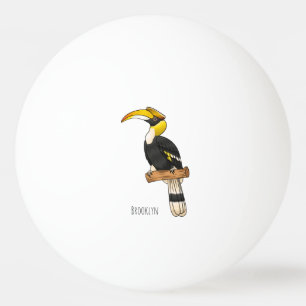 Great hornbill bird cartoon illustration ping pong ball