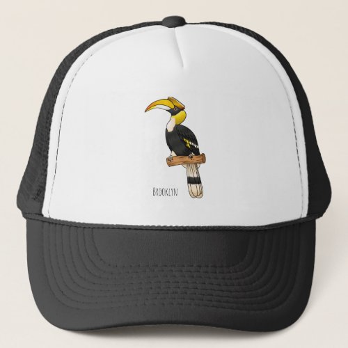 Great hornbill bird cartoon illustration  trucker hat