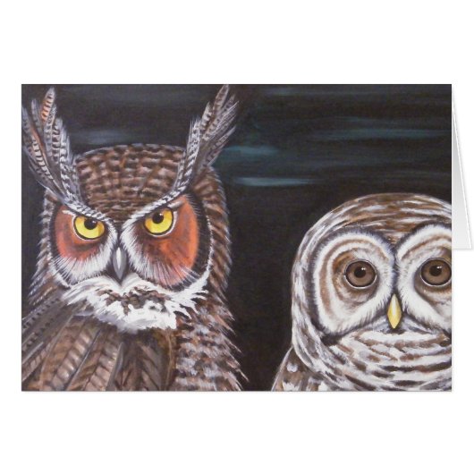 Great Horned & Barred Owls Cards (Front Horizontal)
