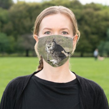 Great Horned Owl Adult Cloth Face Mask by ingasi at Zazzle