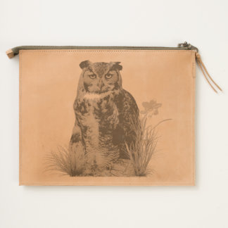 Great Horned Owl and Flower Travel Pouch